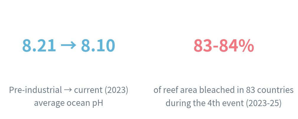 Past and present ocean pH and coral bleaching chart